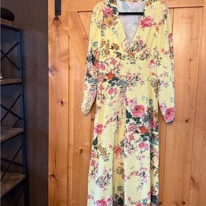 SHEIN Yellow Floral Maxi Dress